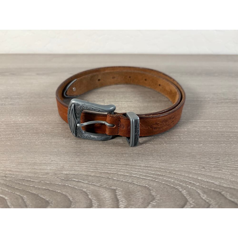 Vintage Made in The USA Women's Western Leather Belt- 32" Length- EUC